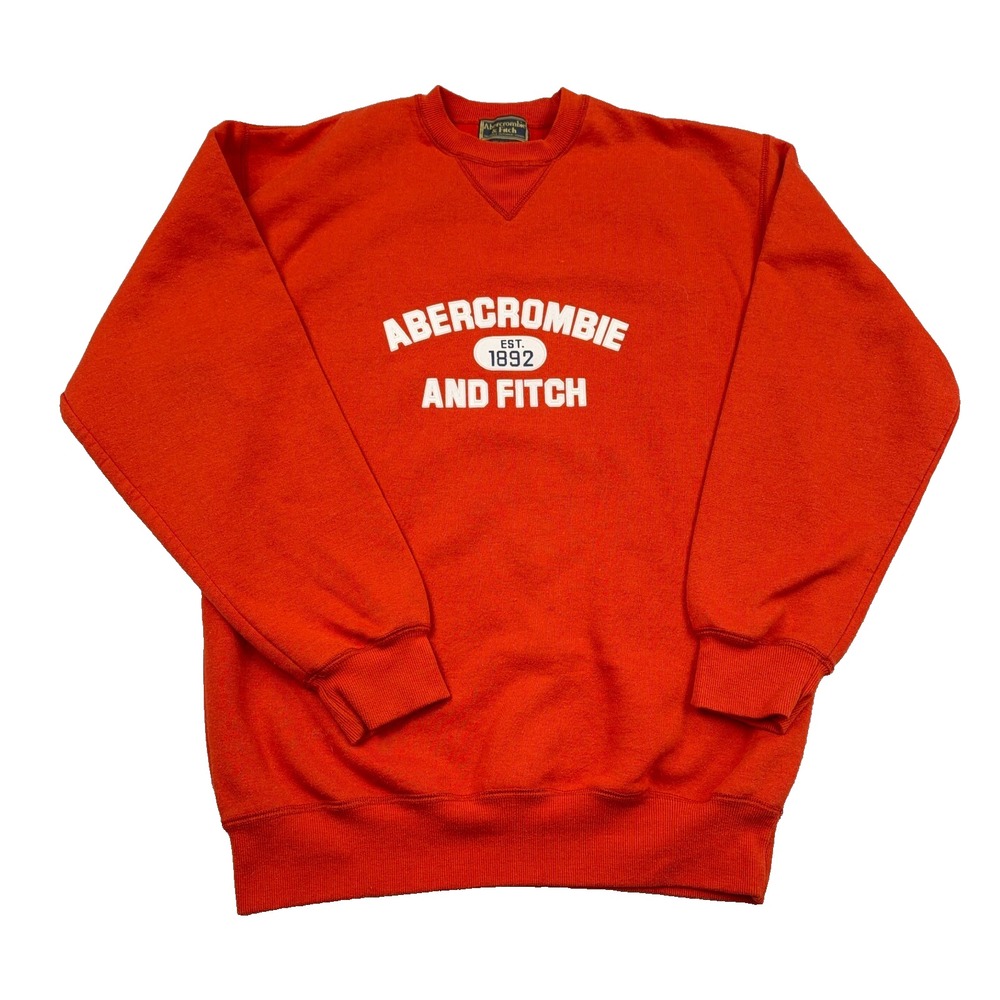 Vintage Y2K Abercrombie & Fitch Sweatshirt Men Large Orange Crewneck Spellout